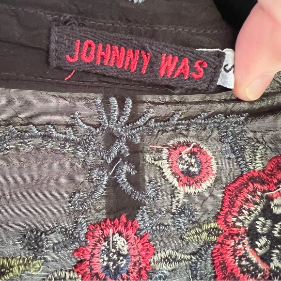 Johnny Was Black Embroidered Top size S - Picture 4 of 8